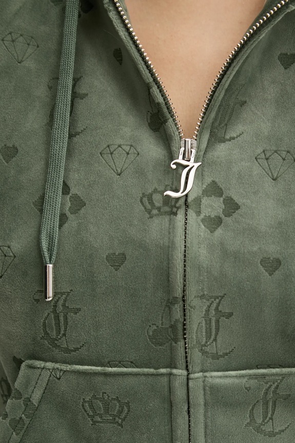 Dukserica od velura Juicy Couture JCWAS125302 zelena