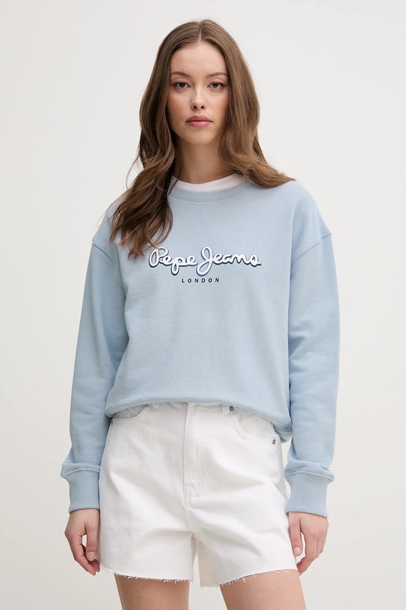 Pepe Jeans bluza bawełniana MADDY nadruk niebieski PL581484