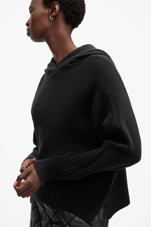 Vlněná mikina AllSaints INES W074KB černá SS25