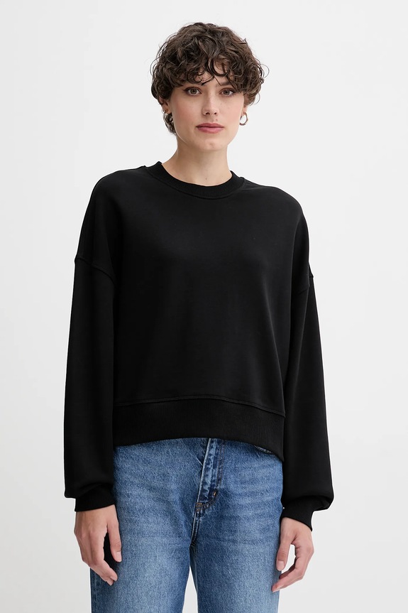 United Colors of Benetton hanorac de bumbac uni negru 3UNID109A