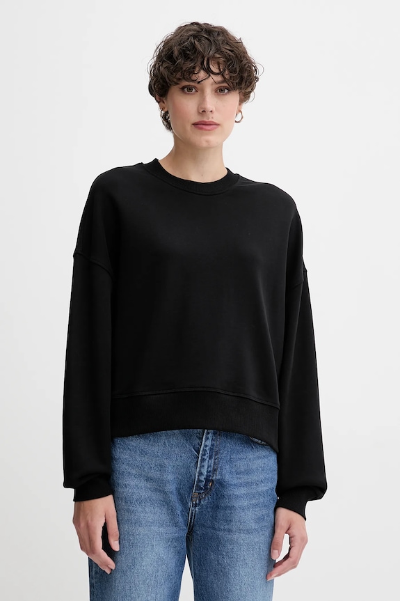 United Colors of Benetton hanorac de bumbac uni negru 3UNID109A