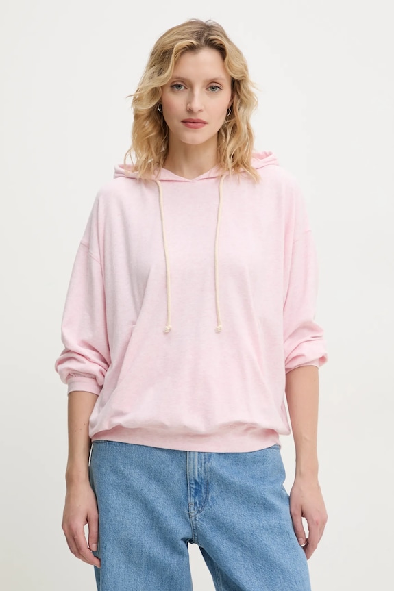 American Vintage bluza z kapturem różowy YPA03AE25