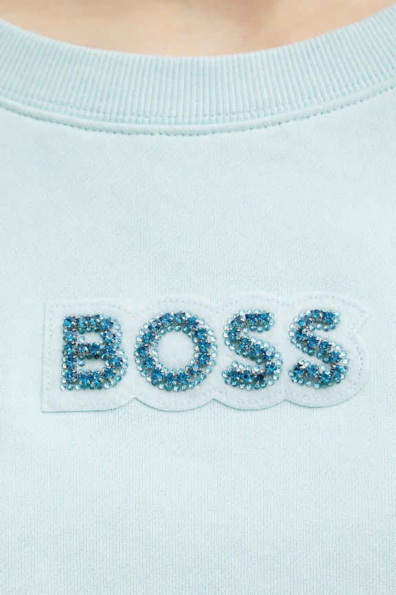 Βαμβακερή μπλούζα BOSS Orange 50540263 τιρκουάζ