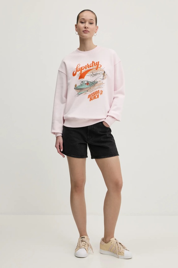 Superdry hanorac de bumbac W2012247A.D7F roz SS25