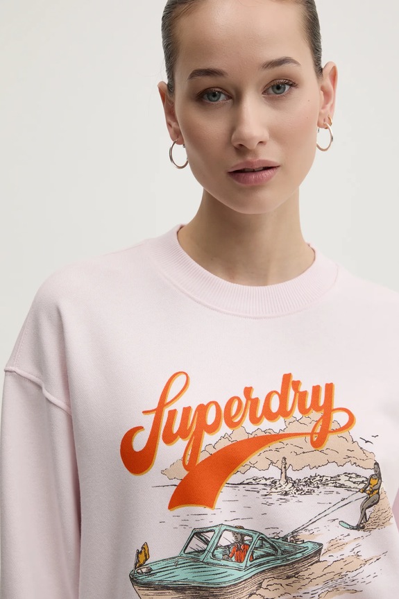 Superdry hanorac de bumbac roz W2012247A.D7F