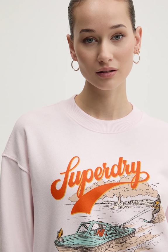 Superdry hanorac de bumbac roz W2012247A.D7F