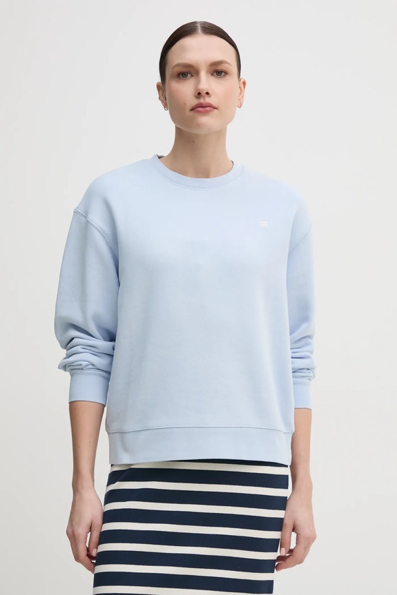 Bavlněná mikina Tommy Hilfiger bez kapuce modrá WW0WW45980