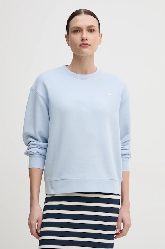 Bavlněná mikina Tommy Hilfiger bez kapuce modrá WW0WW45980