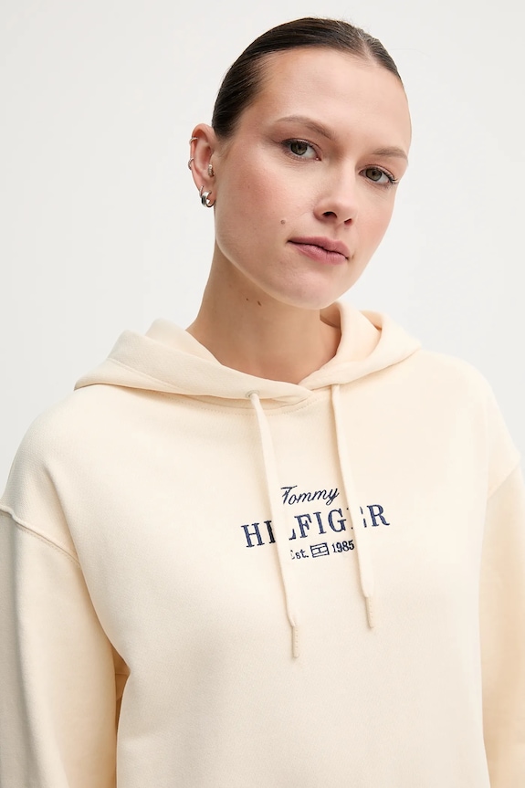Ruházat Tommy Hilfiger pamut melegítőfelső WW0WW45528 bézs
