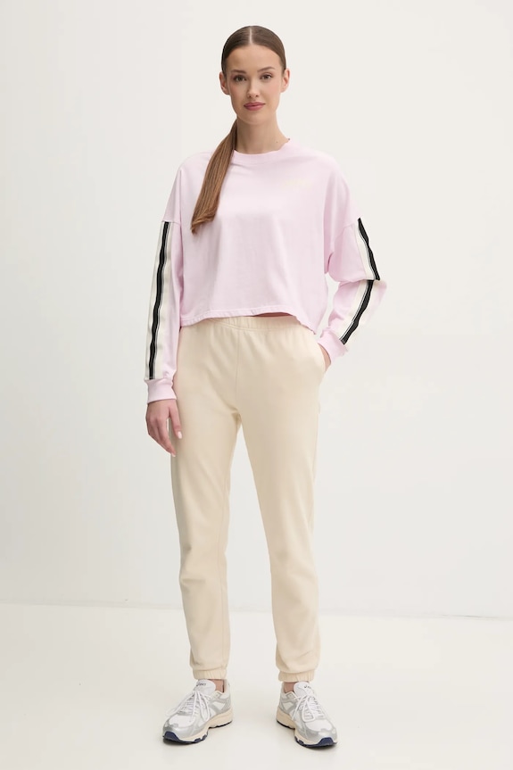 Bavlnené tričko s dlhým rukávom Dkny DP5T1226 ružová SS25