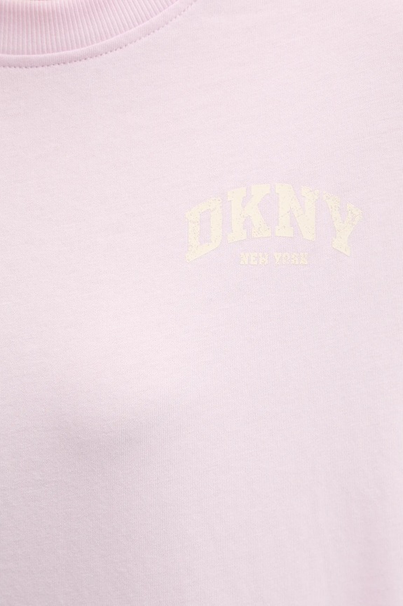 Bavlnené tričko s dlhým rukávom Dkny DP5T1226 ružová