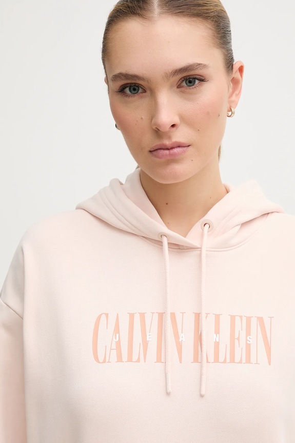 Bavlnená mikina Calvin Klein Jeans ružová J20J225579