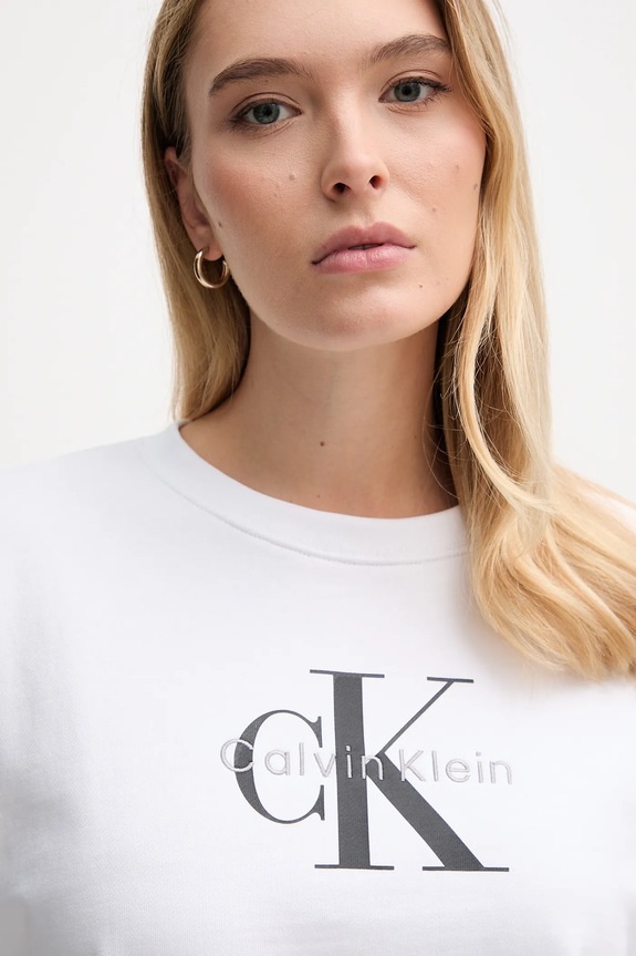 Odzież Calvin Klein Jeans bluza damska z bawełną LV047B234G biały