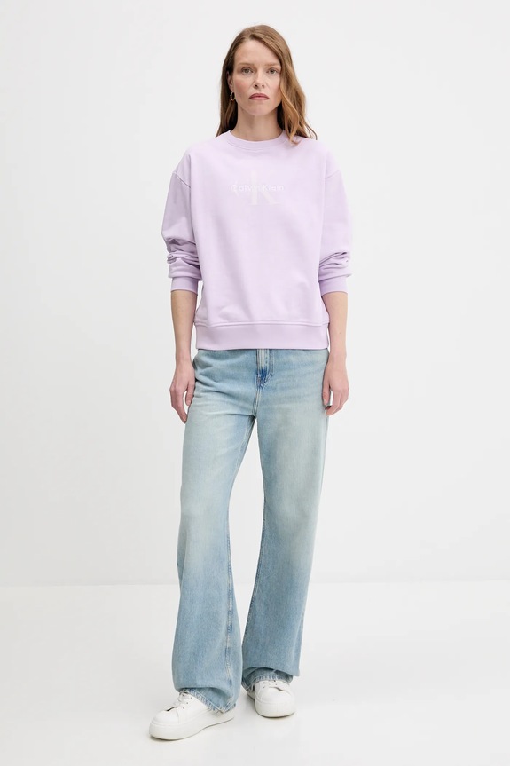 Calvin Klein Jeans bluza damska z bawełną LV047B234G fioletowy SS26