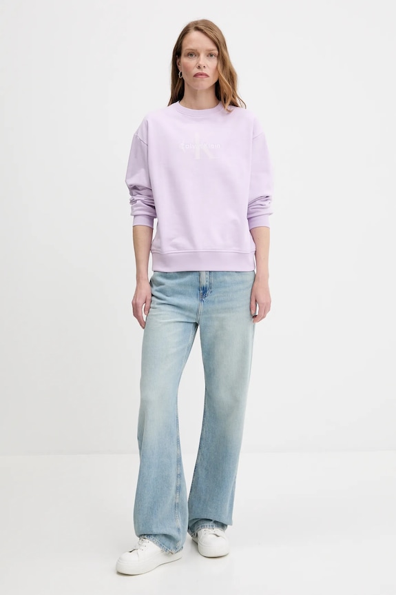 Calvin Klein Jeans bluza damska z bawełną LV047B234G fioletowy SS26