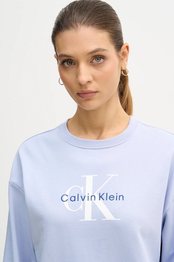 Calvin Klein Jeans bluza damska z bawełną niebieski LV047B234G