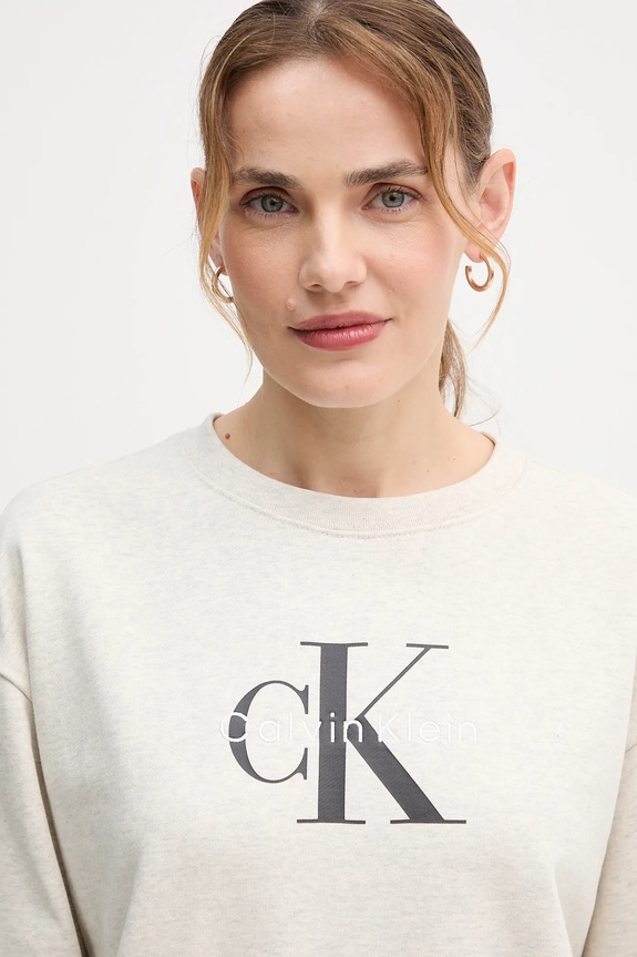 Calvin Klein Jeans bluza damska z bawełną beżowy LV047B234G