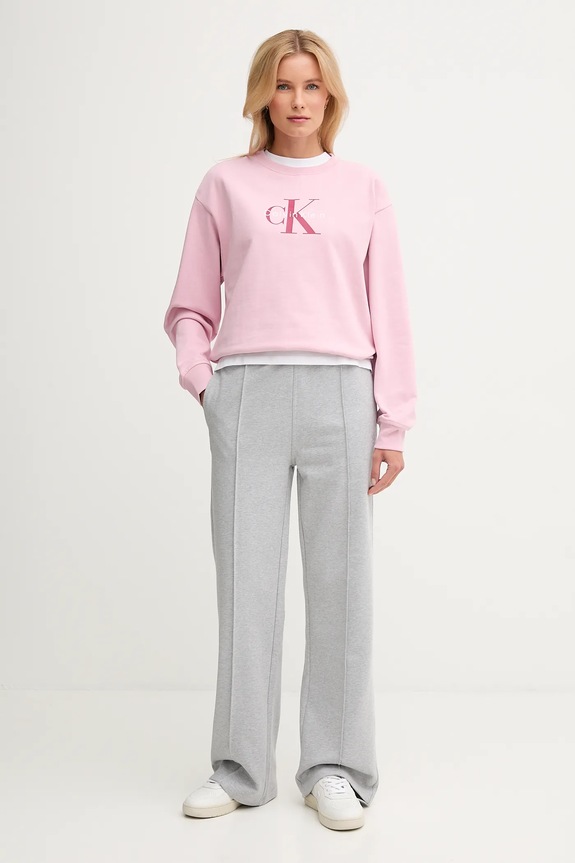 Calvin Klein Jeans bluza damska z bawełną LV047B234G różowy SS26