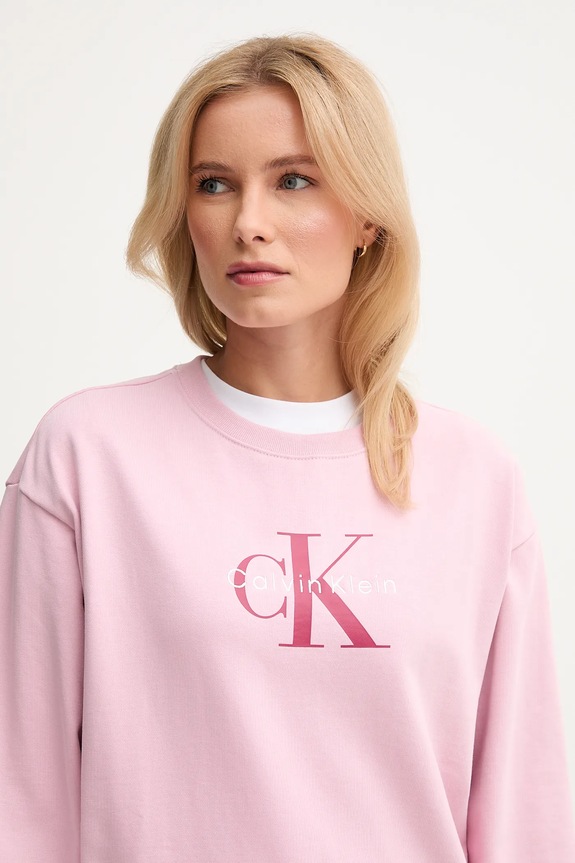 Calvin Klein Jeans bluza damska z bawełną różowy LV047B234G