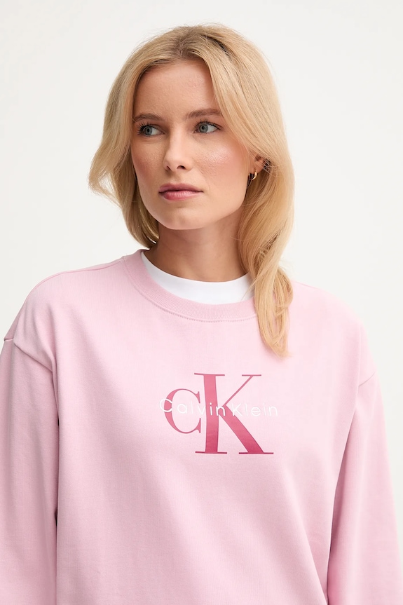 Calvin Klein Jeans bluza damska z bawełną różowy LV047B234G