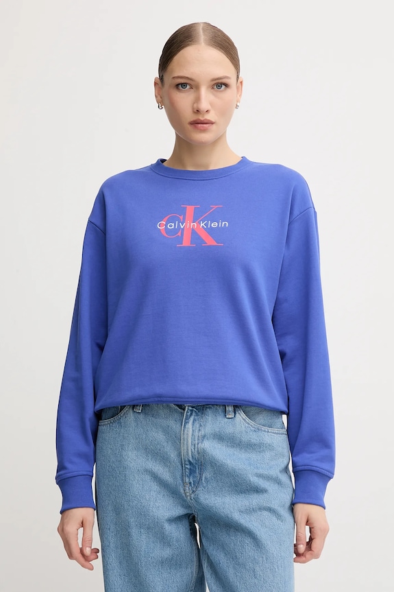 Calvin Klein Jeans bluza damska z bawełną niebieski LV047B234G