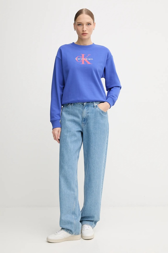 Calvin Klein Jeans bluza damska z bawełną LV047B234G niebieski SS26