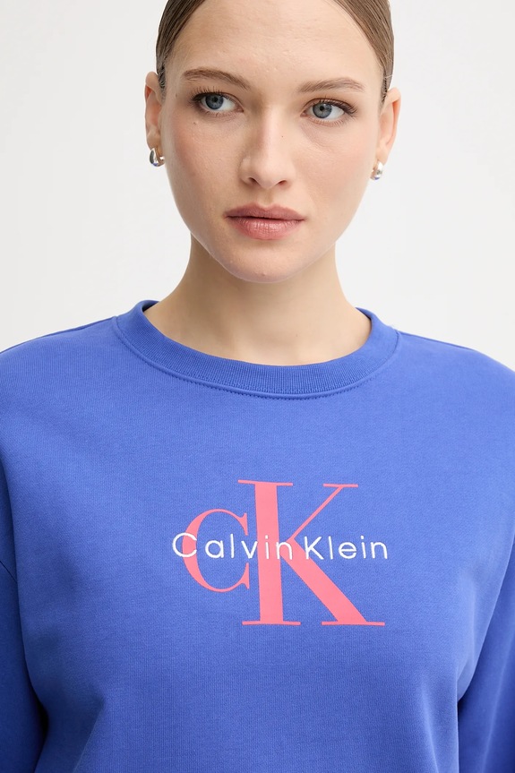 Calvin Klein Jeans bluza damska z bawełną niebieski LV047B234G