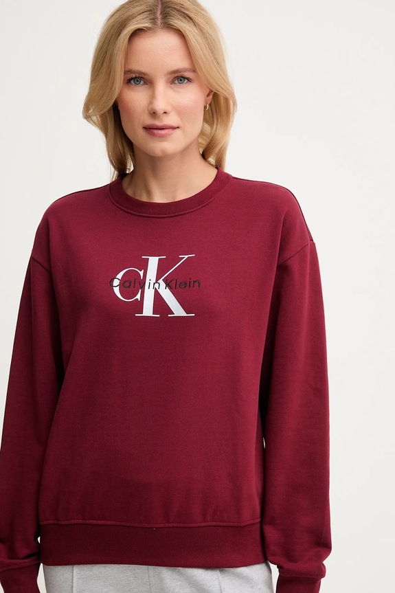 Calvin Klein Jeans felpa da donna con cotone granata LV047B234G