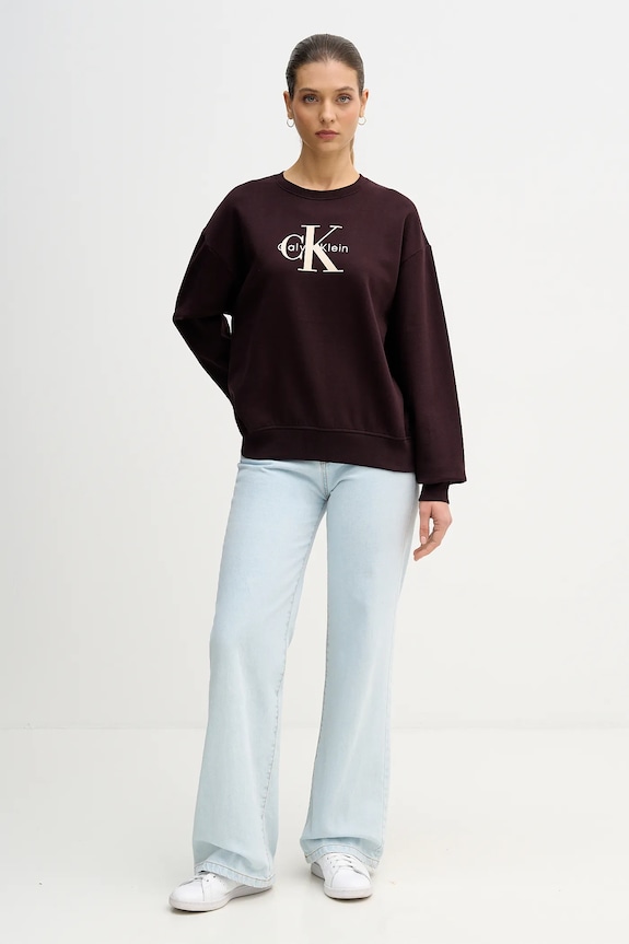 Calvin Klein Jeans bluza damska z bawełną LV047B234G brązowy SS26