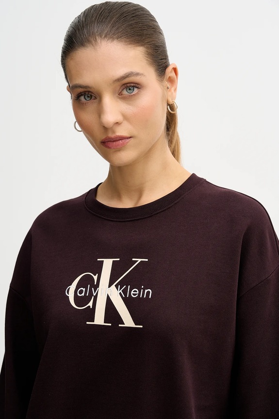 Calvin Klein Jeans bluza damska z bawełną brązowy LV047B234G
