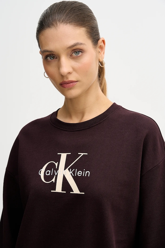 Calvin Klein Jeans bluza damska z bawełną brązowy LV047B234G
