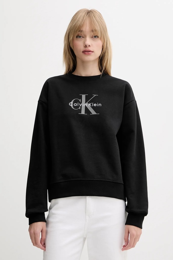 Calvin Klein Jeans melegítőfelső női pamuttal fekete LV047B234G