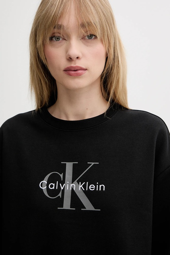 Ruházat Calvin Klein Jeans melegítőfelső női pamuttal LV047B234G fekete