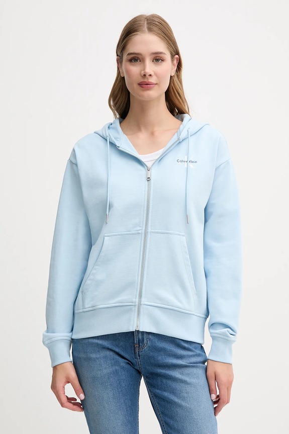 Μπλούζα Calvin Klein Jeans με κουκούλα μπλε LV047B270G