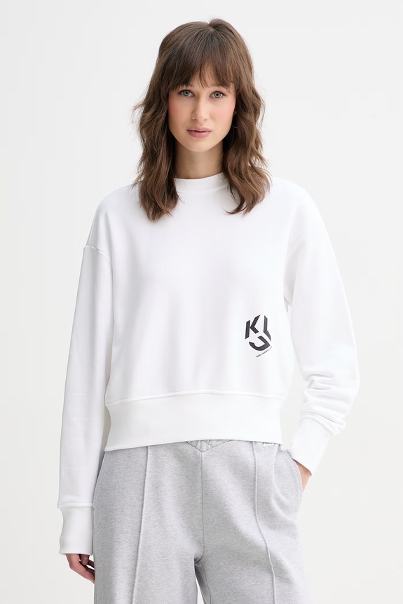 Karl Lagerfeld Jeans mikina dámska s bavlnou biela A2W20052