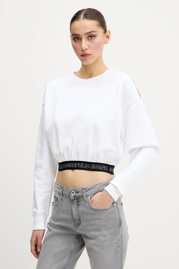 Mikina Karl Lagerfeld Jeans s elastanom biela A2W20062