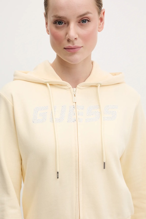 Βαμβακερή μπλούζα Guess PRIMULA κίτρινο V5GQ10.KCRP0