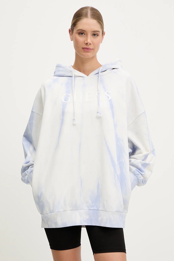 Guess bluza z kapturem niebieski V5GQ16.KCRQ0