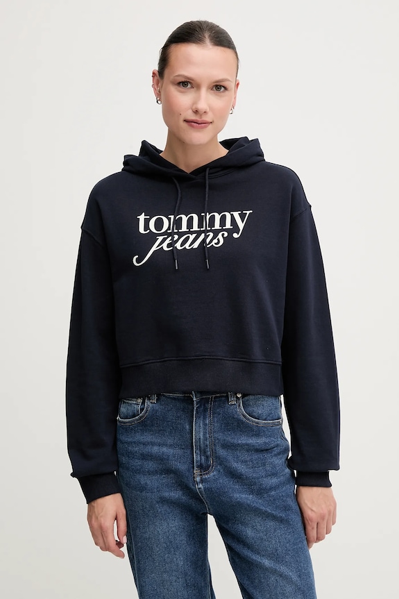 Tommy Jeans bluza bawełniana nadruk granatowy DW0DW20306