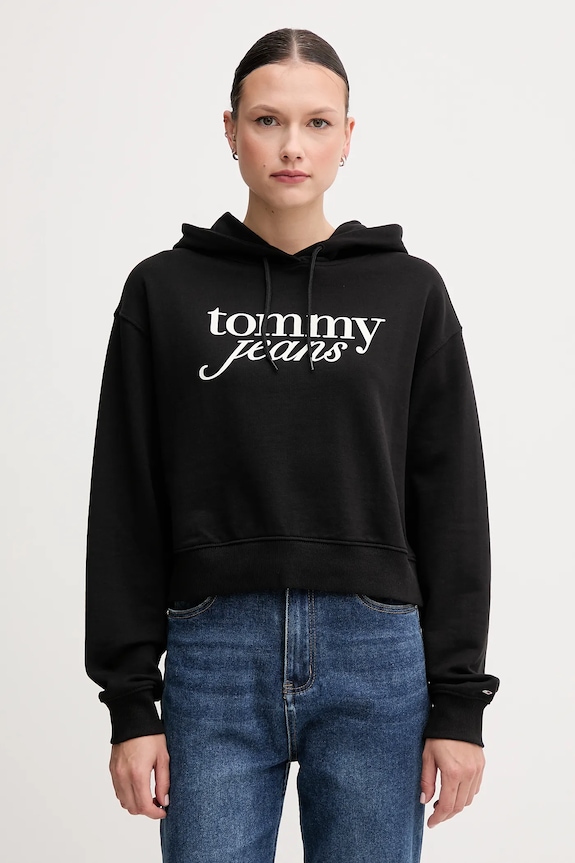 Tommy Jeans pamut melegítőfelső pamut fekete DW0DW20306
