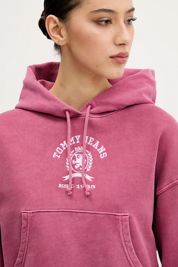 Tommy Jeans bluza bawełniana różowy DW0DW20311