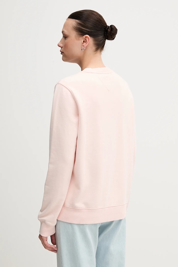 Pamučna dukserica Tommy Jeans DW0DW20637 roza SS25