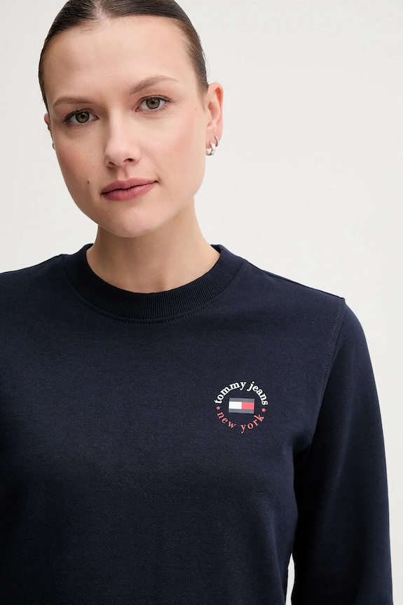 Ρούχα Βαμβακερή μπλούζα Tommy Jeans DW0DW20639 σκούρο μπλε