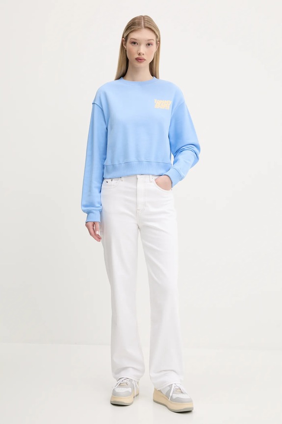 Tommy Jeans felpa in cotone DW0DW21345 blu SS25