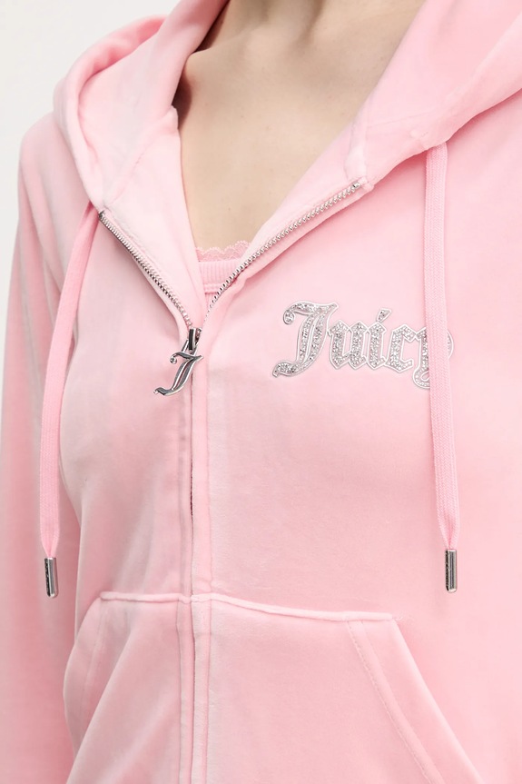 Velurová mikina Juicy Couture ROBERTSON CAVIAR JCBAS125805 růžová