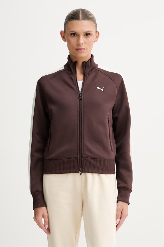 Puma mikina na zips dámska Always on hnedá 629796