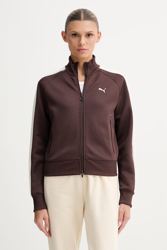 Puma mikina na zips dámska Always on hnedá 629796
