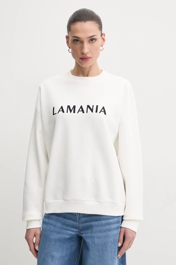 La Mania bluza damska z bawełną aplikacja biały CHILL