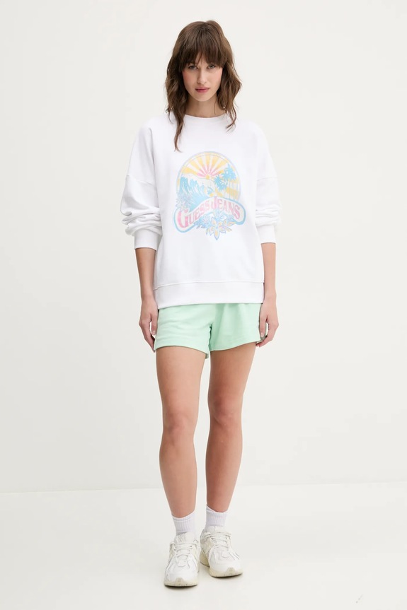 Pamučna dukserica Guess Jeans W5GQ16.K68I4 bijela SS25