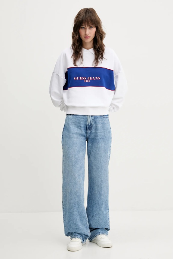Guess Jeans hanorac de bumbac W5GQ17.K68I4 alb SS25